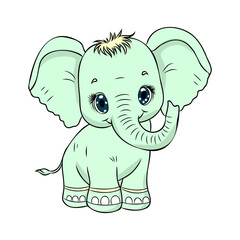 Vector illustration of a cute baby elephant