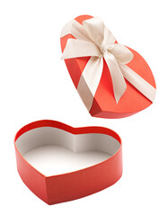 Red heart shape open gift box