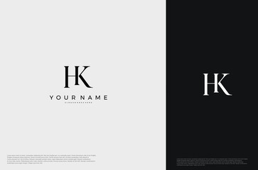 Initial Letter HK Logo monogram typography for business name. Vector logo inspiration