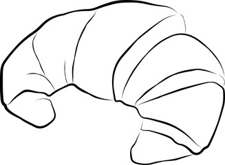 Croissant Line Drawing Sketch