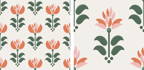 patterrns with simple flowers. Vector illustration