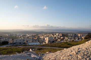 View from hill in Nazareth on a sunset, Israel