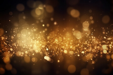 Obraz na płótnie Canvas Golden background with bokeh and glitter particles, creating a dreamy and magical atmosphere. Ai generated