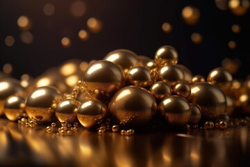 Golden background with gold marbles and spheres, creating a luxurious and opulent atmosphere. Ai generated