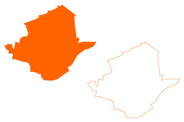 Bodegraven-Reeuwijk municipality (Kingdom of the Netherlands, Holland, South Holland or Zuid-Holland province) map vector illustration, scribble sketch Bodegraven Reeuwijk map