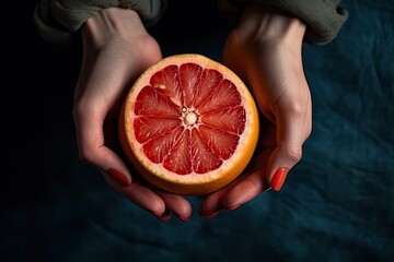 hand holding grapefruit