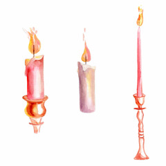 burning candle in a candlestick