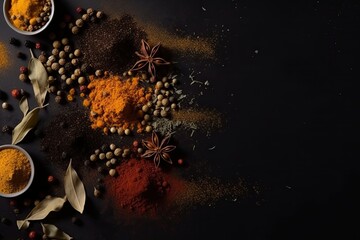 top view of indian spices arrangement