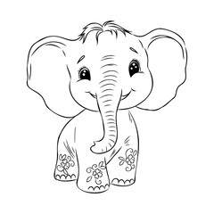 Vector illustration of a cute baby elephant