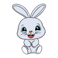 Hand drawn Cute Bunny vector illustration. print design rabbit, children print on t-shirt.