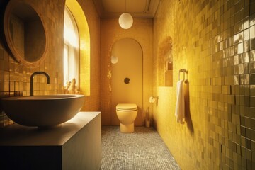 Eye-Catching Yellow and Black Apartment Bathroom with Unique Design Elements.....