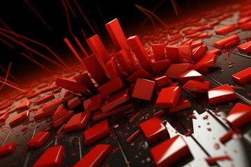 Obraz premium Financial Crisis. An illustration of a red chart depicting a recession and economic turmoil, with a downward trend. Ai generated