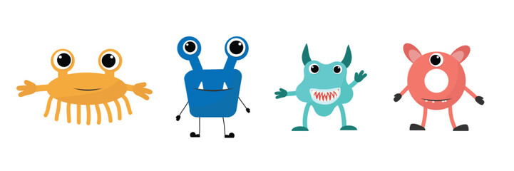 Cute Monster Set. Vector illustration