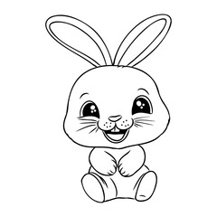 Hand drawn Cute Bunny vector illustration. print design rabbit, children print on t-shirt.