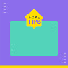 Home Tips, Blog or Social Media Design Template Vector. Real Estate, Home Concept