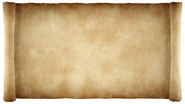 Isolated Unrolled Old Grungy Paper Scroll