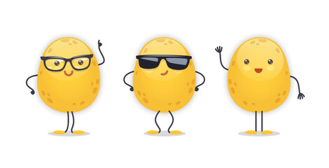 Potato Character with Various Face Expressions