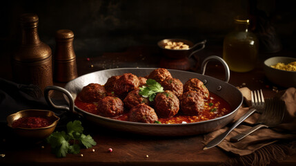 Kofte - Middle Eastern meatballs made with lamb or beef and spices. Generative AI Art Illustration