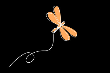 vector sketch simple single or one continuous fly dragonfly