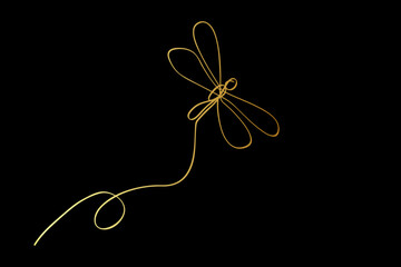 gold golden vector sketch simple single or one continuous fly dragonfly