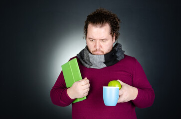 Business and work. Funny fat man posing in the studio.	