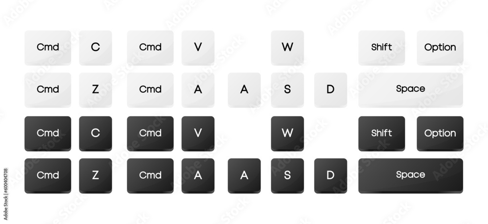 Poster computer key combinations. set of key combinations. command set icons. computer keyboard button set.