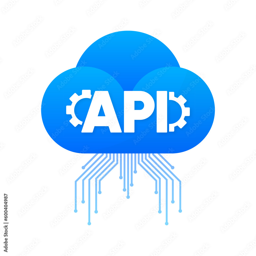 Poster cloud api technology icon. concept of innovation and the internet of things. software integration si