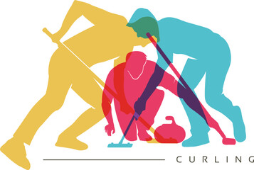Premium Illustration of curling sport players playing together best for your digital graphic and print