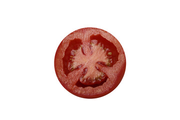 tomate cortado ao meio isolado. tomate isolado. alimento natural vermelho. parte de dentro do...