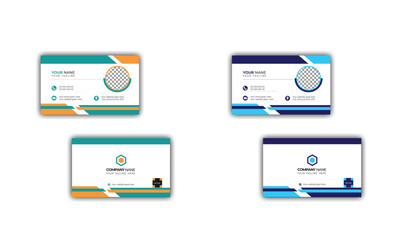 Double-sided creative business card template.  Horizontal and vertical layout. Vector illustration. Creative modern name card and business card. Modern presentation card with company logo.