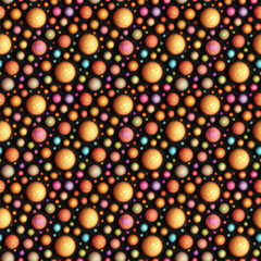 Colorful balls, 3D Seamless pattern. Endless background. Generative AI.