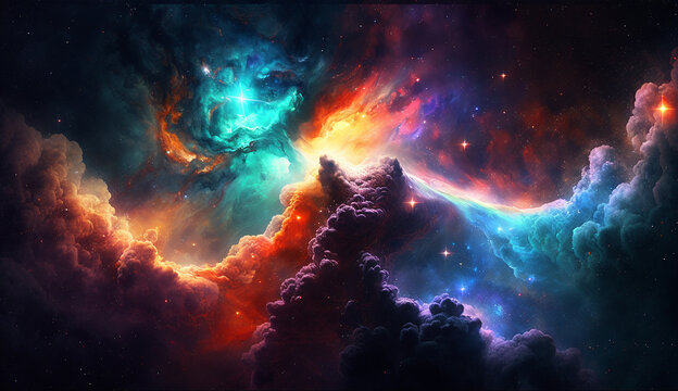 Abstract colorful galaxy design realistic image Ai generated art