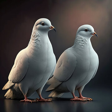 Beautiful White pigeons realistic background image Ai generated art