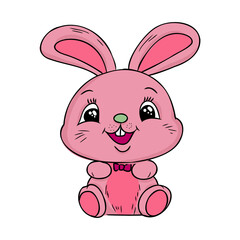 Hand drawn Cute Bunny vector illustration. print design rabbit, children print on t-shirt.