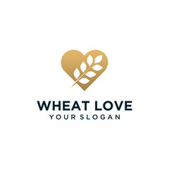 Wheat logo design with love inspiration