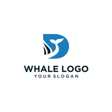 whale logo design with letter d inspiration