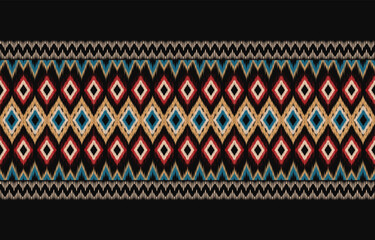 Ethnic abstract ikat art. Fabric Morocco, geometric ethnic pattern seamless  color oriental. Background, Design for fabric, curtain, carpet, wallpaper, clothing, wrapping, Batik, vector illustration