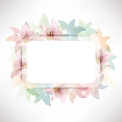flower frame of pink lilies