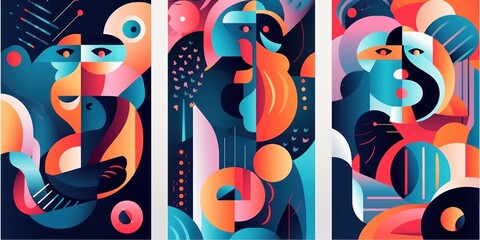 Abstract art posters for an exhibition of painting culture. Beautiful illustration picture. Generative AI