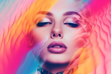 Obraz premium Vibrant surreal fashion photography of woman. Beautiful illustration picture. Generative AI
