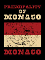 Monaco typography poster, country flag vintage graphics, vector illustration