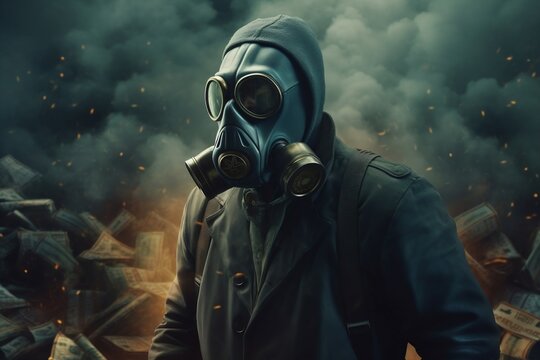 A man wearing a gas mask. genarative ai