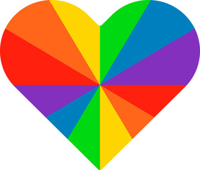 Shining Love LGBT Rainbow Heart. Pride Month Symbol. LGBT Flag. LGBTQ+ Sign. LGBTQIA Parade Event. Colorful Shape Isolated.