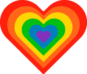 Rainbow Heart. Pride Month Symbol. LGBT Flag. LGBTQ+ Sign. LGBTQIA Parade Event. Colorful Shape Isolated.