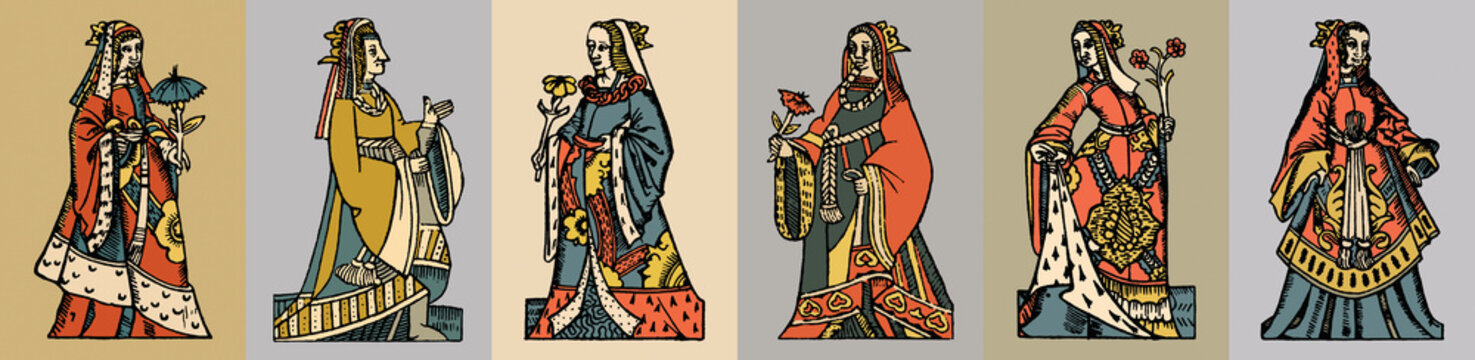 Set of vector illustrations in the style of pop art. Stylized image of vintage lady.
