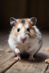 hamster on a wooden background. ai