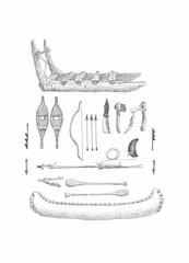 Illustrations of traditional Inuit tools and equipment