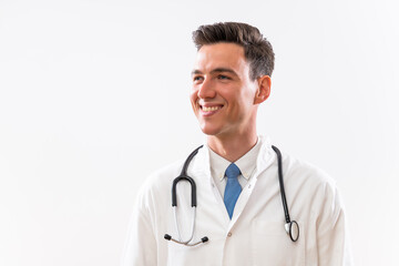 Fototapeta premium Portrait of young successful doctor thinking.
