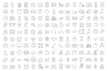 150 business and finance icon set. Symbols for graphic and web design. Vector illustration.