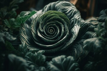Fototapeta na wymiar Spiraling foliage from a single seed. Generative AI